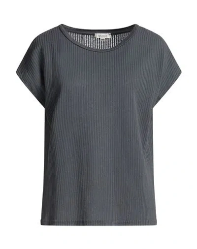 Crossley Woman T-shirt Charcoal Size L Cotton, Linen, Polyamide In Multi
