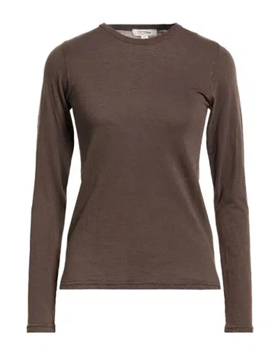 Crossley Woman T-shirt Dark Brown Size S Cotton, Cashmere