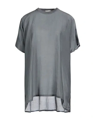 Crossley Woman T-shirt Grey Size L Cotton, Silk In Gray