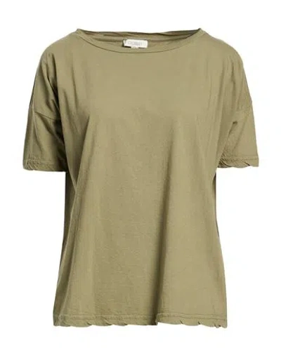 Crossley Woman T-shirt Khaki Size L Cotton In Green