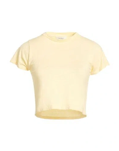 Crossley Woman T-shirt Pastel Yellow Size M Linen, Elastane In Transparent