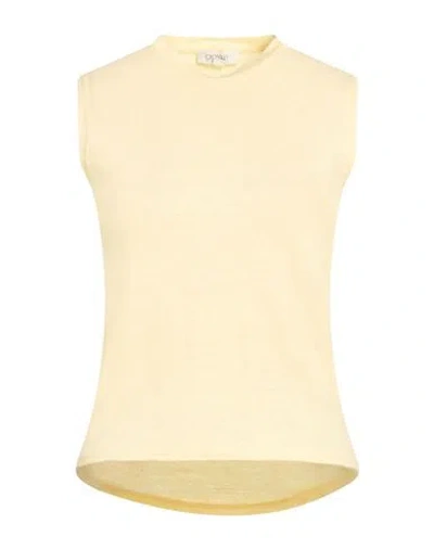 Crossley Woman T-shirt Yellow Size S Linen, Elastane