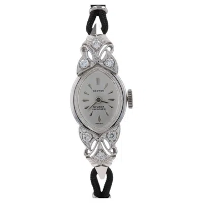 Pre-owned Croton Nivada Vintage Diamond Ladies Wristwatch 14k White Gold Mechanical 1yrwty