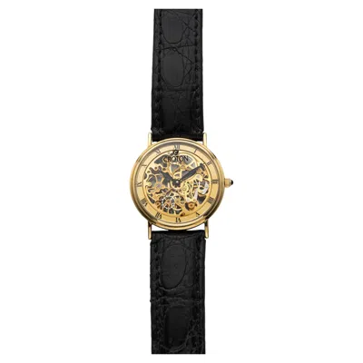 Pre-owned Croton Vintage 1990s  Skeleton 18k Yellow Gold Manual Wind 33 Mm