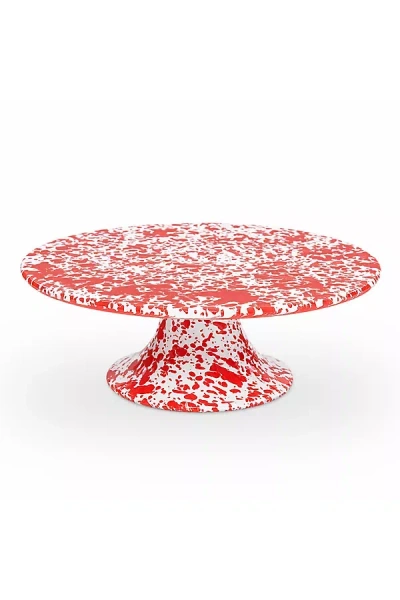 Crow Canyon Home Splatter Enamelware Cake Stand In White