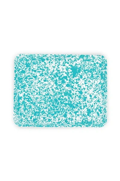 Crow Canyon Home Splatter Enamelware Rectangle Tray In Blue