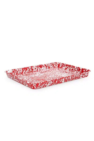 Crow Canyon Home Splatter Enamelware Rectangle Tray In Red