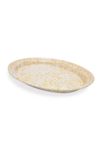 Crow Canyon Home Splatter Oval Platter In Yellow