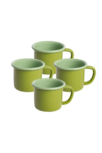 Crow Canyon Home X The Get Out Enamelware Mug Set In Green