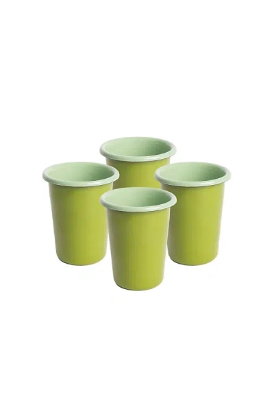 Crow Canyon Home X The Get Out Enamelware Tumbler Glasses Set In Green