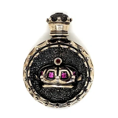 Pre-owned Crown 925 Sterling Silver Mens Ruby  Pendant Charm 45 Grams