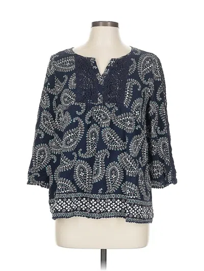 Pre-owned Crown & Ivy 3/4 Sleeve Blouse In Black