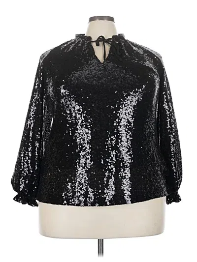 Pre-owned Crown & Ivy 3/4 Sleeve Blouse In Black