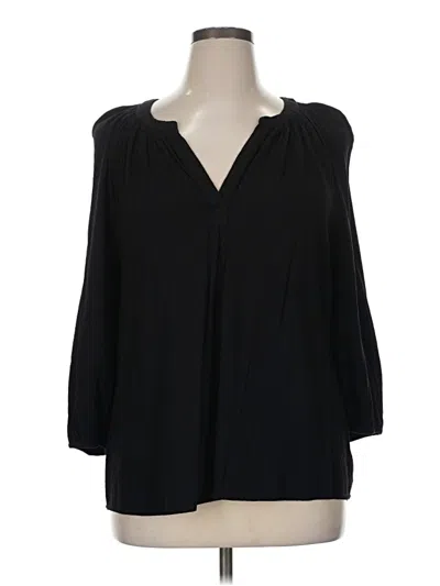 Pre-owned Crown & Ivy 3/4 Sleeve Blouse In Black