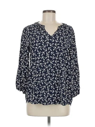 Pre-owned Crown & Ivy 3/4 Sleeve Blouse In Blue