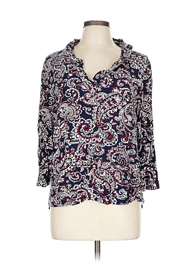 Pre-owned Crown & Ivy 3/4 Sleeve Blouse In Blue