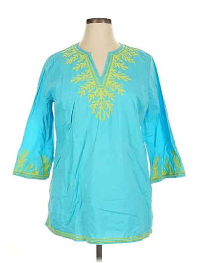 Pre-owned Crown & Ivy 3/4 Sleeve Blouse In Blue