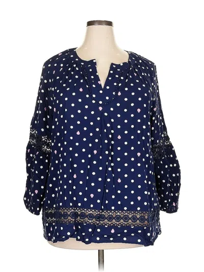 Pre-owned Crown & Ivy 3/4 Sleeve Blouse In Blue