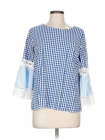 Pre-owned Crown & Ivy 3/4 Sleeve Blouse In Blue