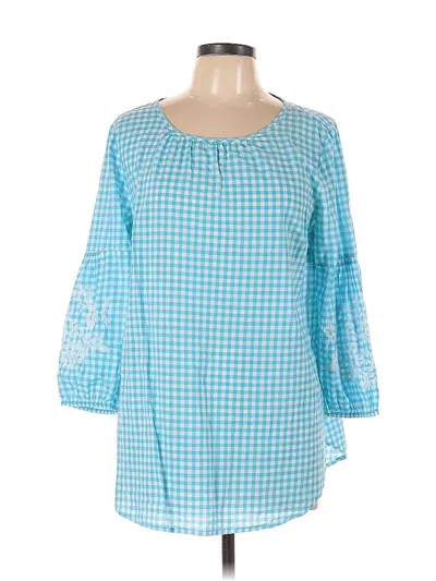 Pre-owned Crown & Ivy 3/4 Sleeve Blouse In Blue