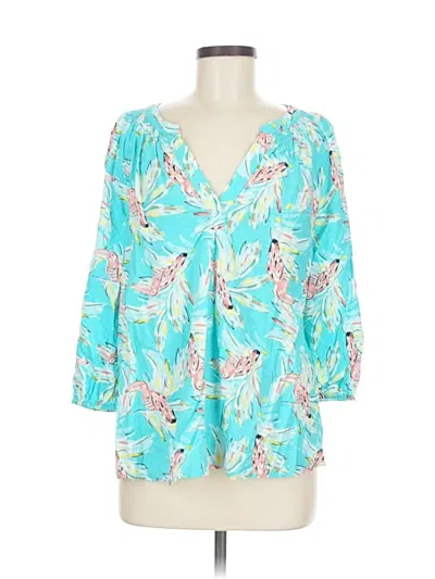 Pre-owned Crown & Ivy 3/4 Sleeve Blouse In Blue