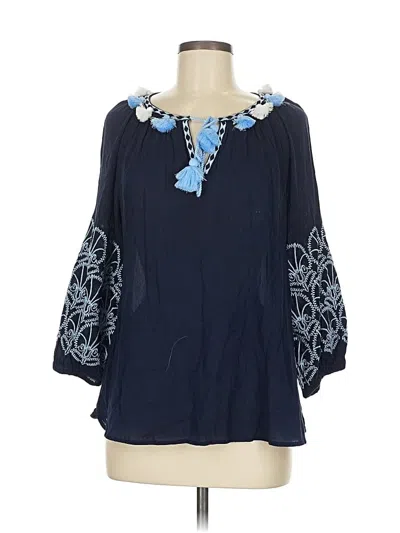 Pre-owned Crown & Ivy 3/4 Sleeve Blouse In Blue