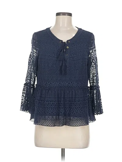 Pre-owned Crown & Ivy 3/4 Sleeve Blouse In Blue