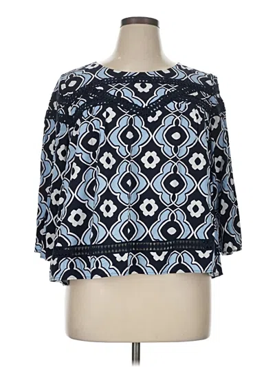 Pre-owned Crown & Ivy 3/4 Sleeve Blouse In Blue