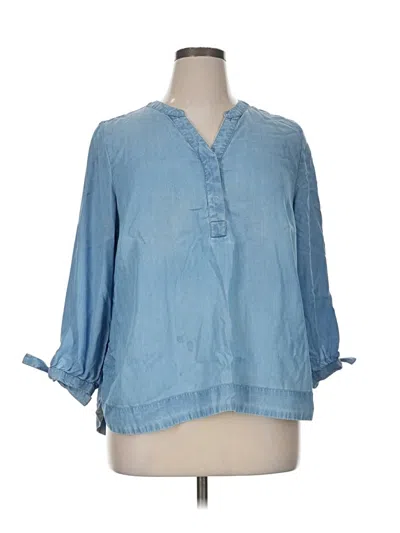 Pre-owned Crown & Ivy 3/4 Sleeve Blouse In Blue