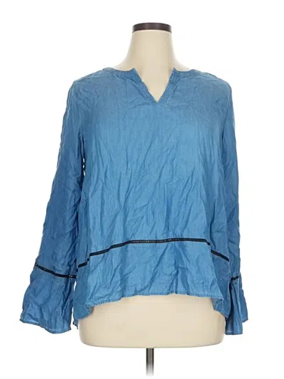 Pre-owned Crown & Ivy 3/4 Sleeve Blouse In Blue