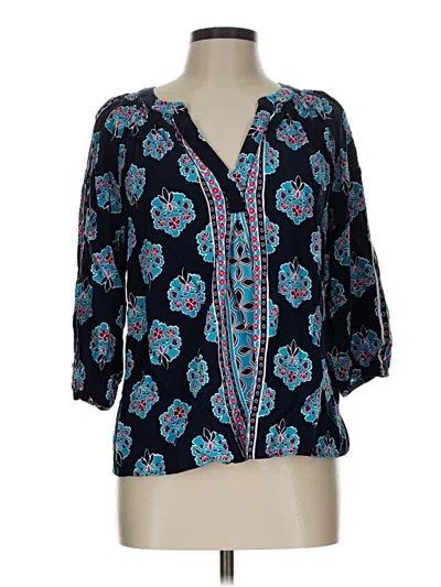 Pre-owned Crown & Ivy 3/4 Sleeve Blouse In Blue