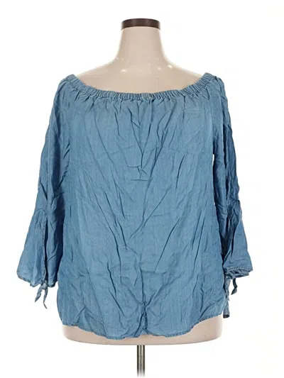 Pre-owned Crown & Ivy 3/4 Sleeve Blouse In Blue