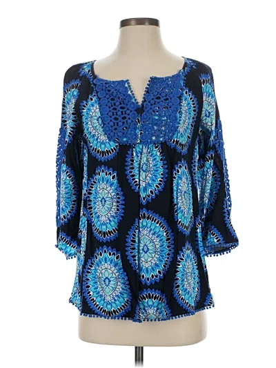 Pre-owned Crown & Ivy 3/4 Sleeve Blouse In Blue