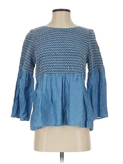 Pre-owned Crown & Ivy 3/4 Sleeve Blouse In Blue