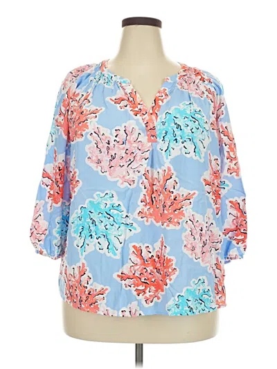 Pre-owned Crown & Ivy 3/4 Sleeve Blouse In Blue