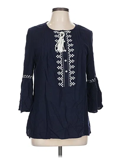 Pre-owned Crown & Ivy 3/4 Sleeve Blouse In Blue