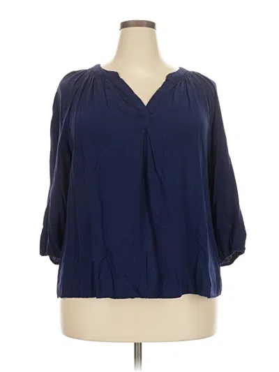 Pre-owned Crown & Ivy 3/4 Sleeve Blouse In Blue