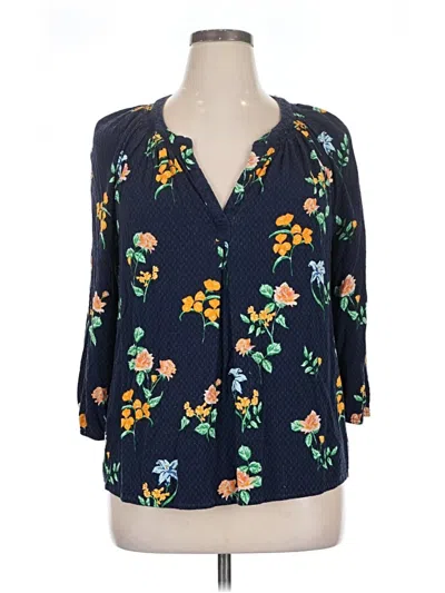 Pre-owned Crown & Ivy 3/4 Sleeve Blouse In Blue