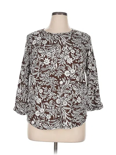 Pre-owned Crown & Ivy 3/4 Sleeve Blouse In Brown