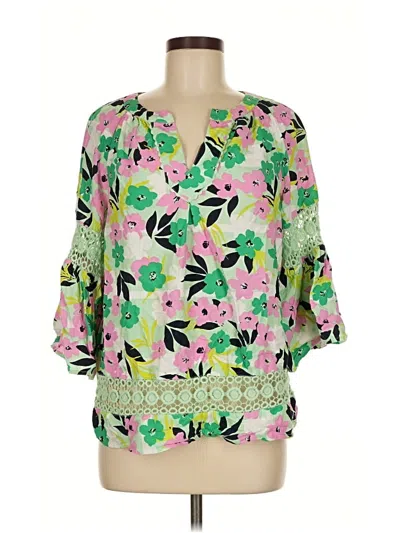 Pre-owned Crown & Ivy 3/4 Sleeve Blouse In Green