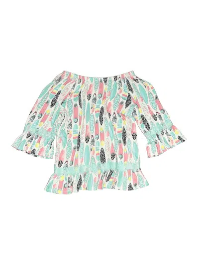 Pre-owned Crown & Ivy Kids' 3/4 Sleeve Blouse In Green