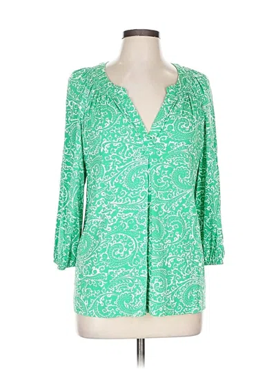 Pre-owned Crown & Ivy 3/4 Sleeve Blouse In Green