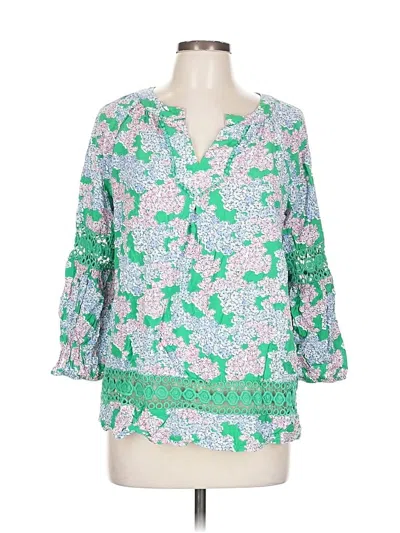 Pre-owned Crown & Ivy 3/4 Sleeve Blouse In Green