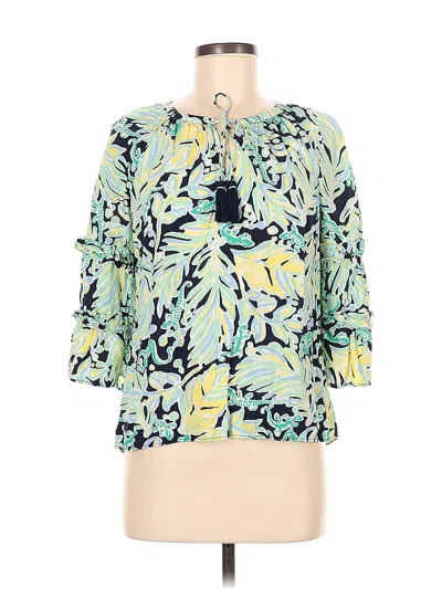 Pre-owned Crown & Ivy 3/4 Sleeve Blouse In Green