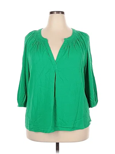 Pre-owned Crown & Ivy 3/4 Sleeve Blouse In Green
