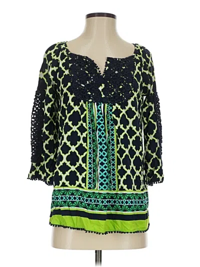 Pre-owned Crown & Ivy 3/4 Sleeve Blouse In Green