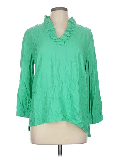 Pre-owned Crown & Ivy 3/4 Sleeve Blouse In Green