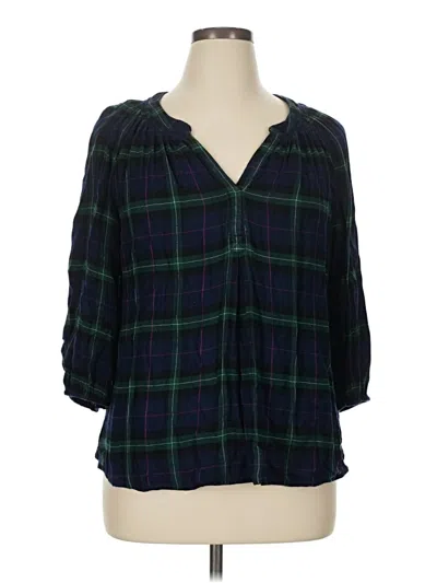 Pre-owned Crown & Ivy 3/4 Sleeve Blouse In Green