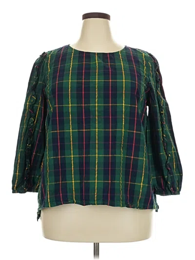 Pre-owned Crown & Ivy 3/4 Sleeve Blouse In Green