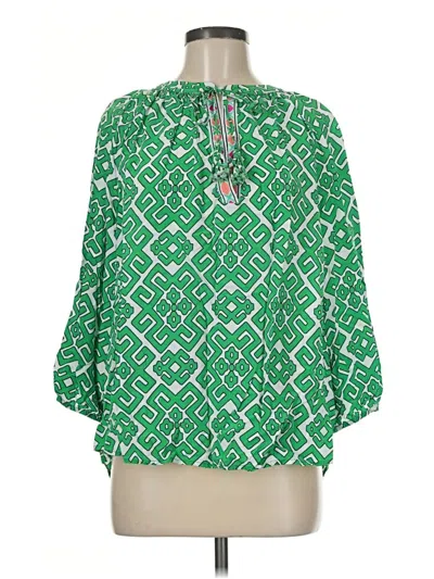 Pre-owned Crown & Ivy 3/4 Sleeve Blouse In Green